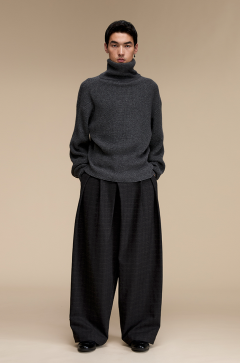OPICLOTH PLAID DOUBLE-PLEAT TROUSERS