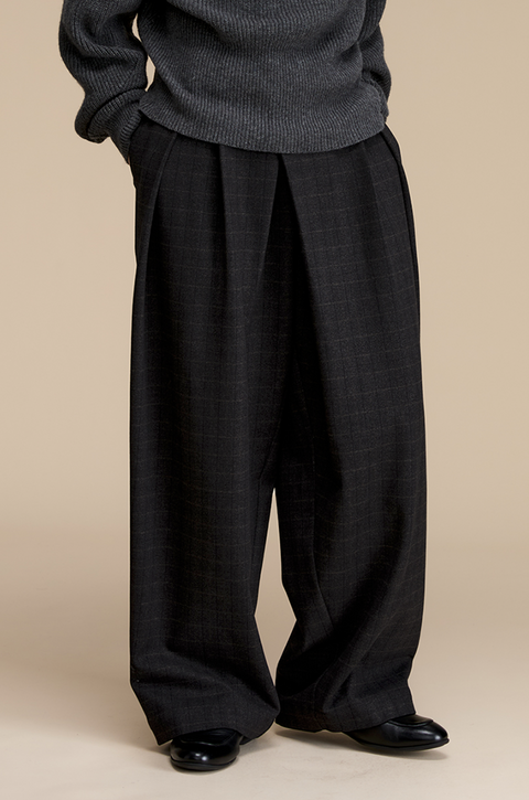 OPICLOTH PLAID DOUBLE-PLEAT TROUSERS