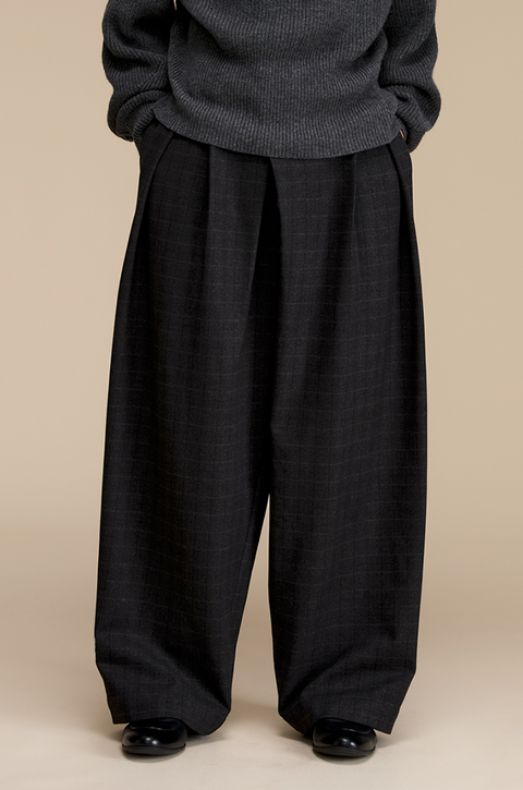 OPICLOTH PLAID DOUBLE-PLEAT TROUSERS