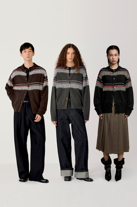 OPICLOTH FUZZY STRIPE CARDIGAN