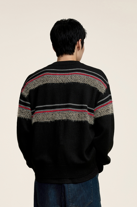 OPICLOTH FUZZY STRIPE CARDIGAN