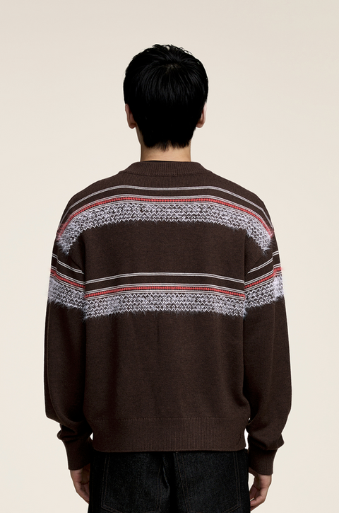 OPICLOTH FUZZY STRIPE CARDIGAN