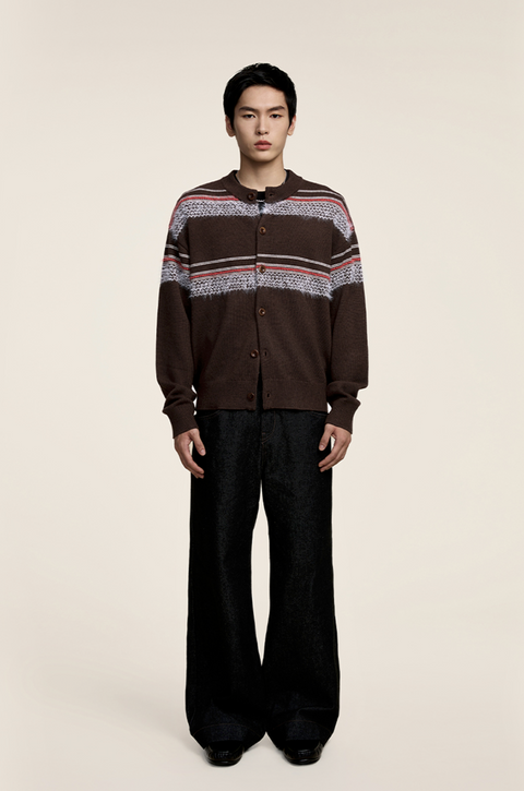 OPICLOTH FUZZY STRIPE CARDIGAN