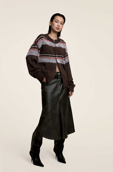 OPICLOTH FUZZY STRIPE CARDIGAN
