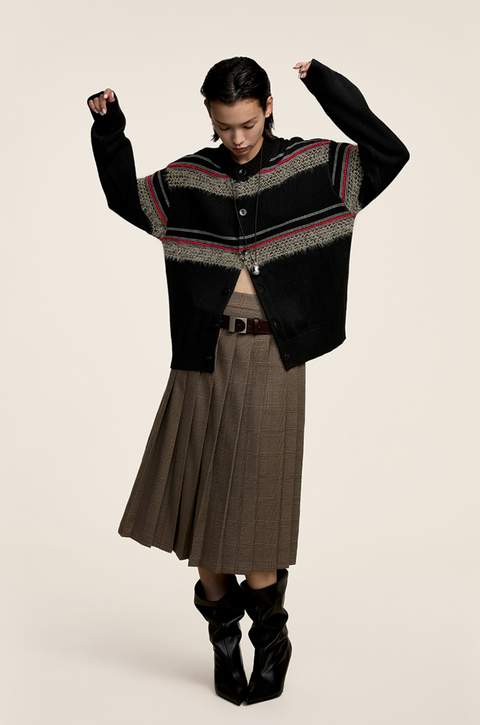 OPICLOTH FUZZY STRIPE CARDIGAN