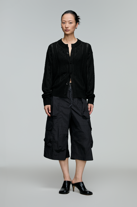 OPICLOTH LINEN OPENWORK CARDIGAN