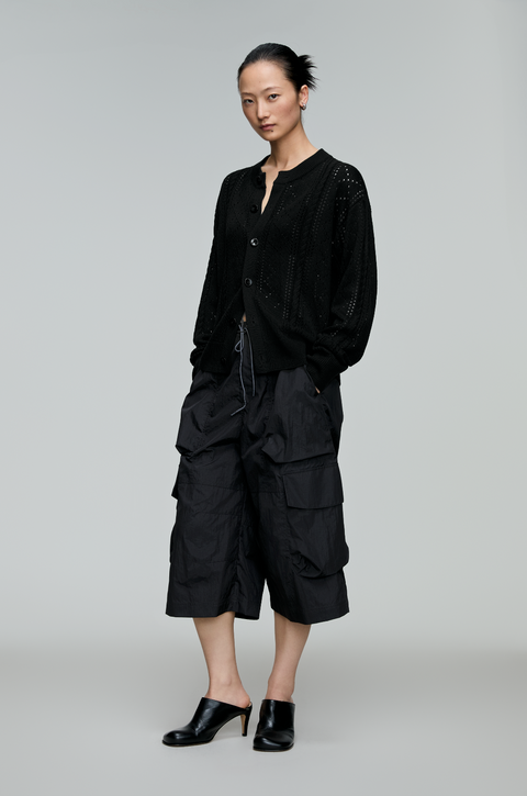 OPICLOTH LINEN OPENWORK CARDIGAN