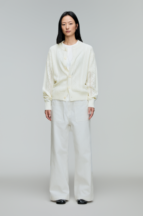 OPICLOTH LINEN OPENWORK CARDIGAN