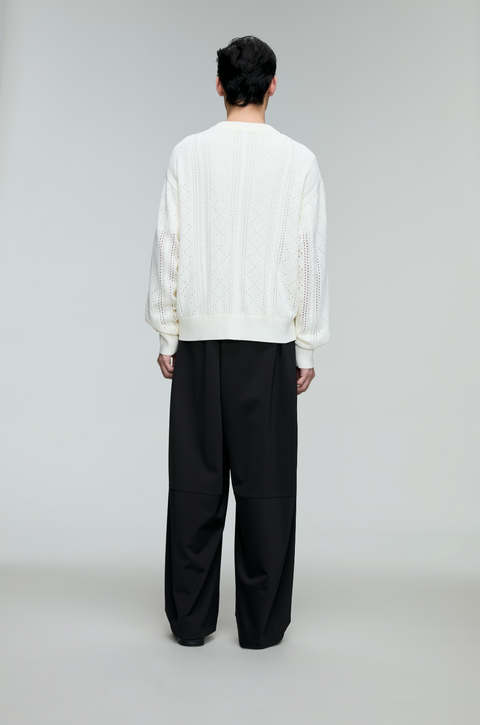 OPICLOTH LINEN OPENWORK CARDIGAN
