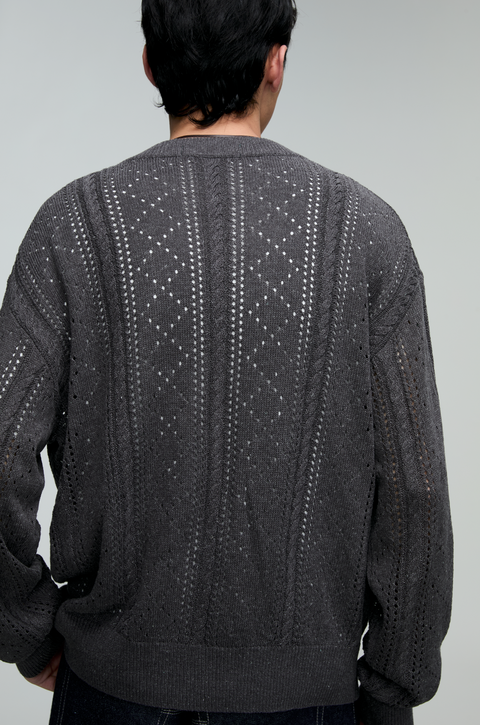 OPICLOTH LINEN OPENWORK CARDIGAN