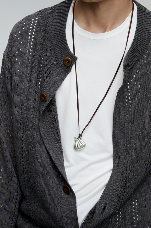 OPICLOTH LINEN OPENWORK CARDIGAN