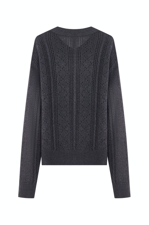 OPICLOTH LINEN OPENWORK CARDIGAN