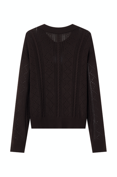 OPICLOTH LINEN OPENWORK CARDIGAN
