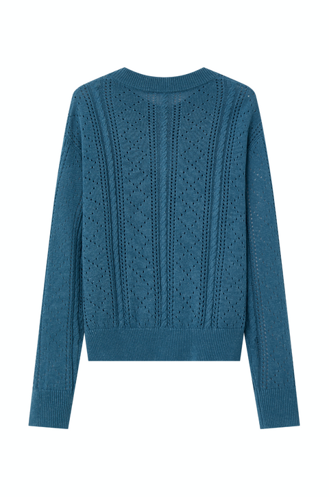 OPICLOTH LINEN OPENWORK CARDIGAN