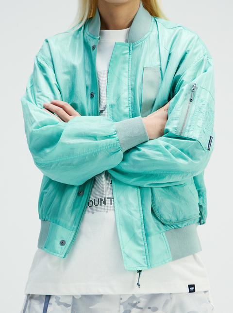 MOUNTAIN FEVER PACKABLE METALLIC NYLON MA-1 JACKET