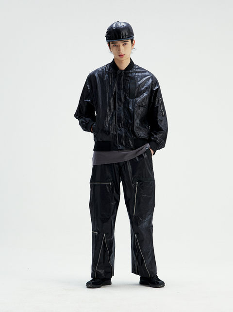 MOUNTAIN FEVER METALLIC NYLON ZIP POCKET PARACHUTE PANTS