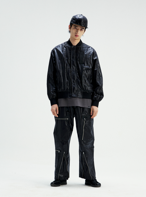 MOUNTAIN FEVER METALLIC NYLON ZIP POCKET PARACHUTE PANTS