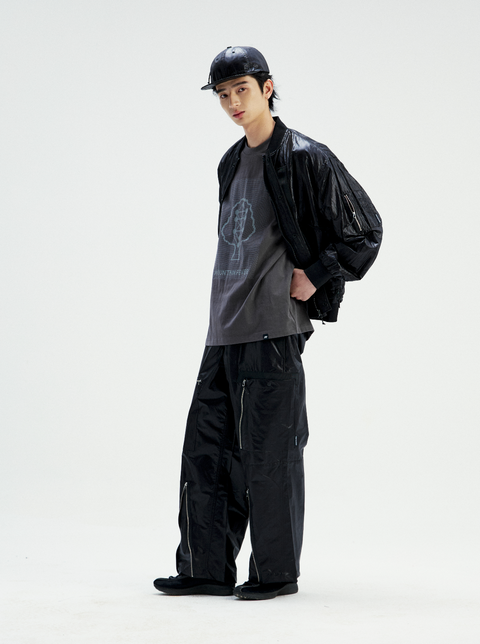 MOUNTAIN FEVER PACKABLE METALLIC NYLON MA-1 JACKET
