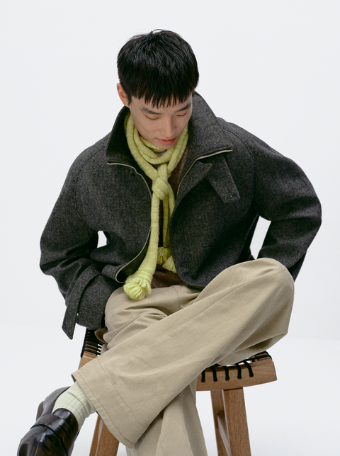 SIMPLE PROJECT WOOL BELT JACKET