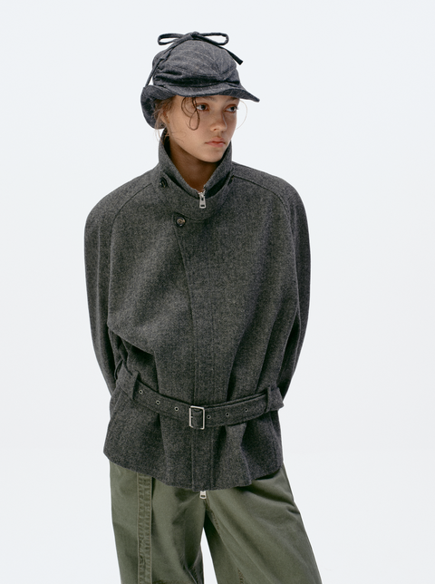 SIMPLE PROJECT WOOL BELT JACKET