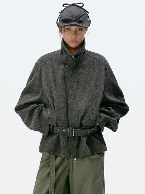 SIMPLE PROJECT WOOL BELT JACKET