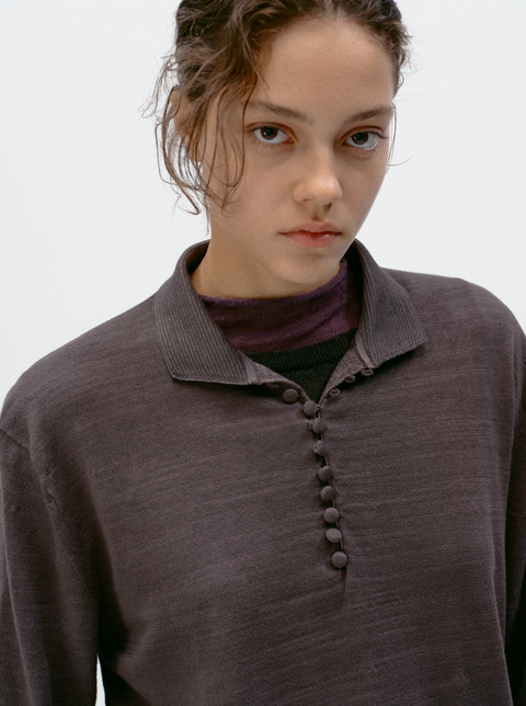 SIMPLE PROJECT LONG-SLEEVE KNIT POLO