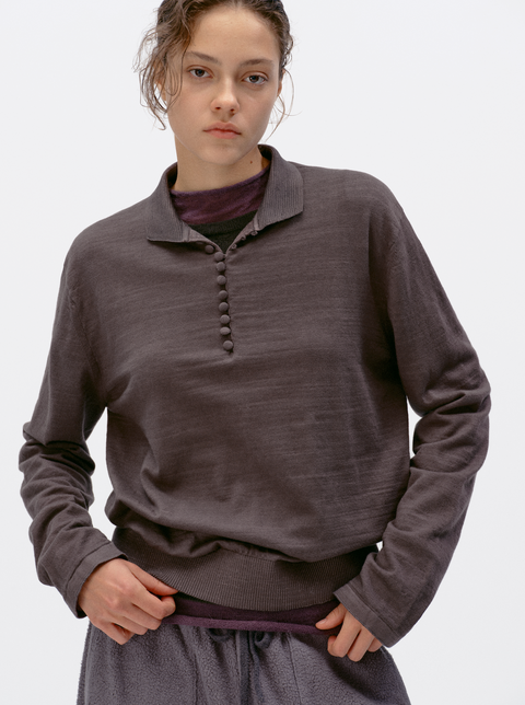 SIMPLE PROJECT LONG-SLEEVE KNIT POLO