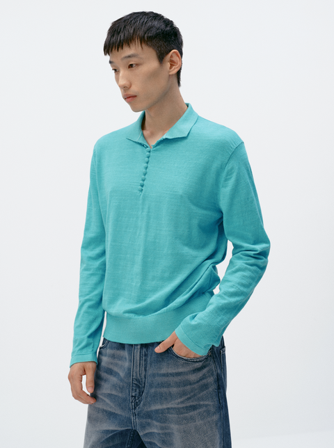 SIMPLE PROJECT LONG-SLEEVE KNIT POLO