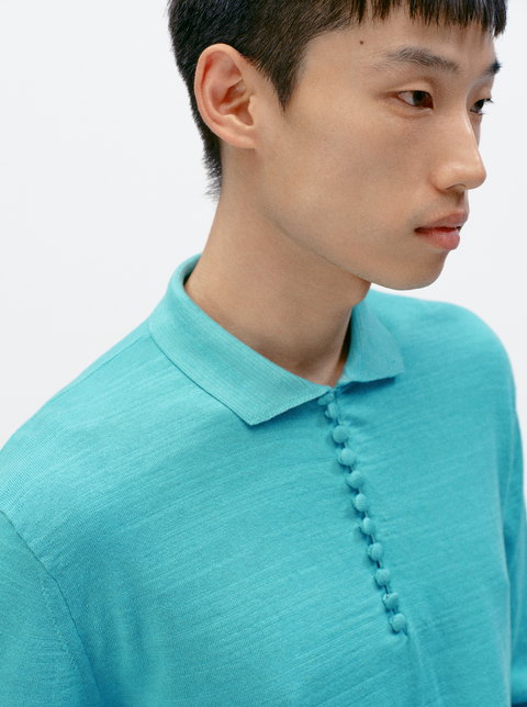 SIMPLE PROJECT LONG-SLEEVE KNIT POLO