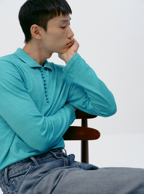 SIMPLE PROJECT LONG-SLEEVE KNIT POLO