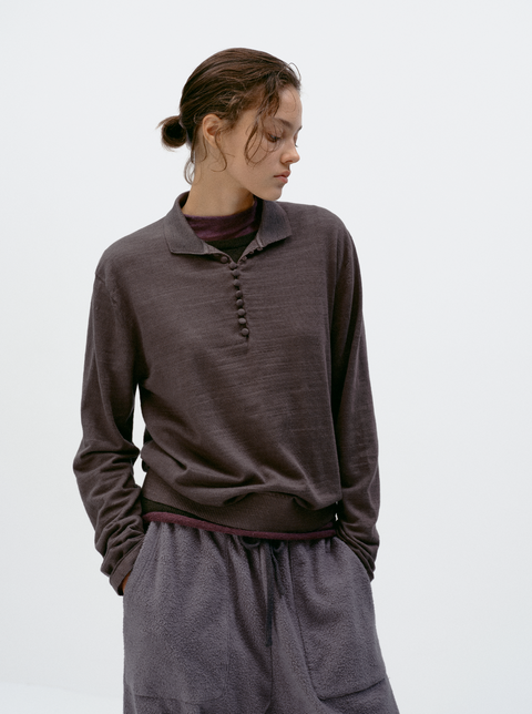 SIMPLE PROJECT LONG-SLEEVE KNIT POLO