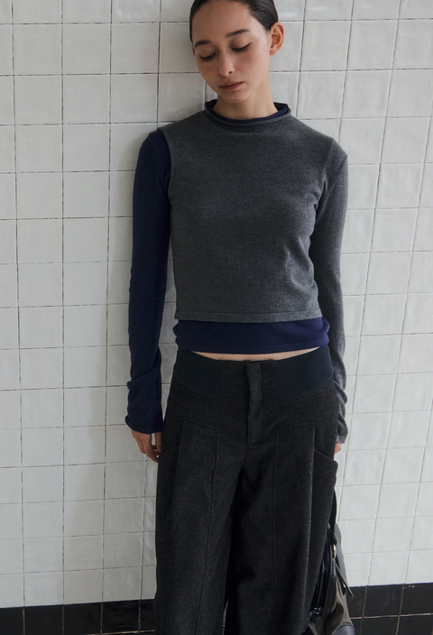 NULL NONE LAYERED MERINO WOOL SWEATER