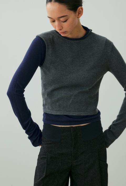 NULL NONE LAYERED MERINO WOOL SWEATER
