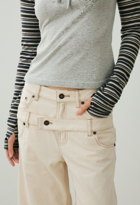 NULL NONE DOUBLE-WAIST TROUSERS