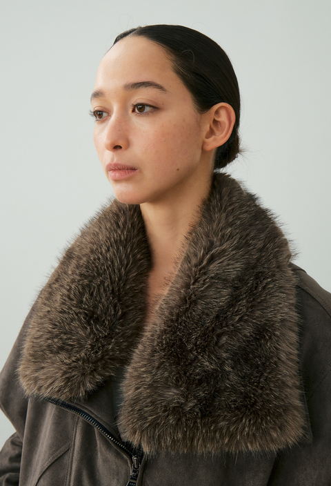 NULL NONE FAUX SUEDE FUR COLLAR PARKA
