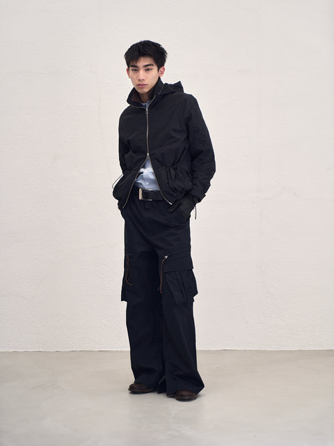 SAIRENSSEI STAND COLLAR HIDDEN HOOD JACKET