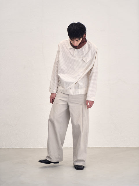 SAIRENSSEI GRAY SIDE-SEAM DOUBLE PLEATED TROUSERS