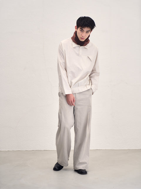 SAIRENSSEI GRAY SIDE-SEAM DOUBLE PLEATED TROUSERS