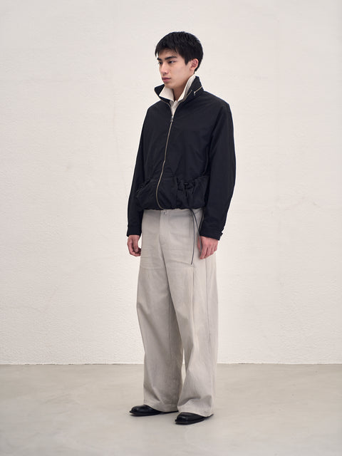 SAIRENSSEI GRAY SIDE-SEAM DOUBLE PLEATED TROUSERS