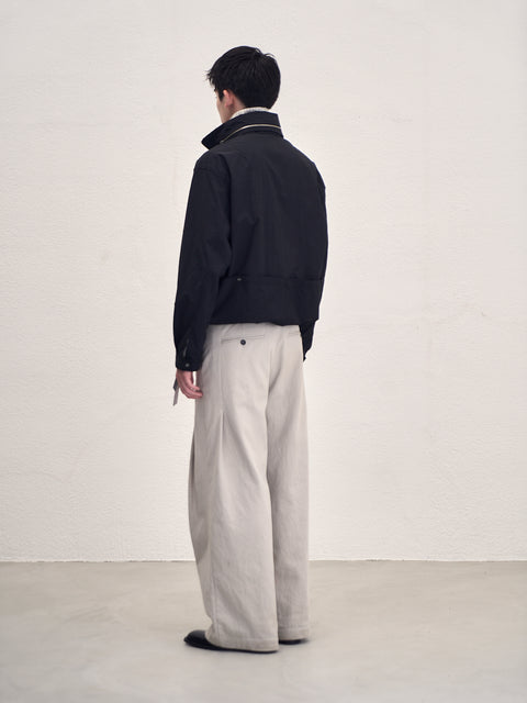 SAIRENSSEI GRAY SIDE-SEAM DOUBLE PLEATED TROUSERS