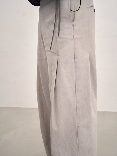 SAIRENSSEI GRAY SIDE-SEAM DOUBLE PLEATED TROUSERS