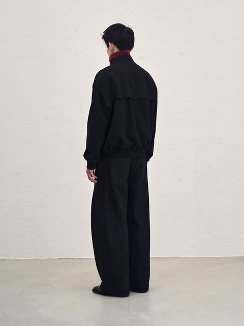 SAIRENSSEI BLACK SIDE-SEAM DOUBLE PLEATED TROUSERS