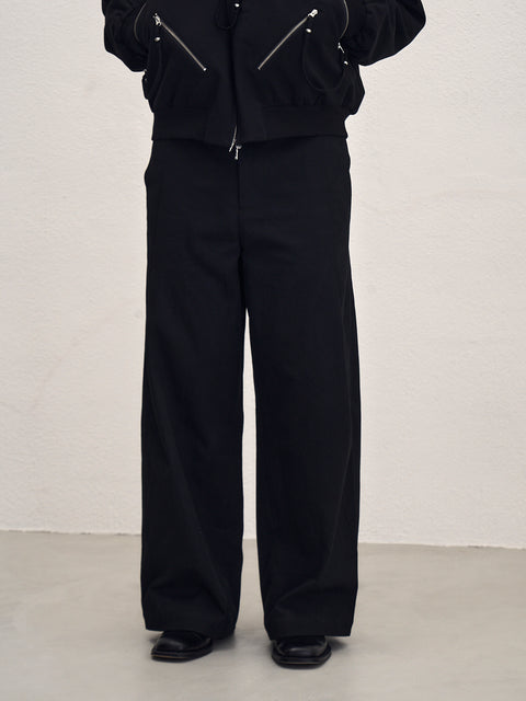 SAIRENSSEI BLACK SIDE-SEAM DOUBLE PLEATED TROUSERS