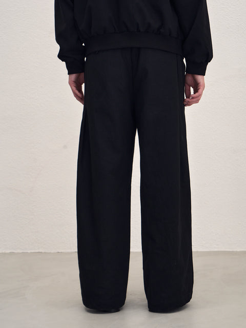 SAIRENSSEI BLACK SIDE-SEAM DOUBLE PLEATED TROUSERS