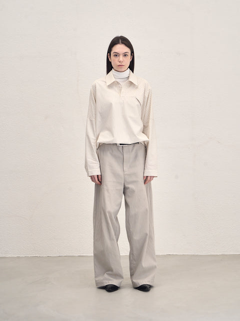 SAIRENSSEI GRAY SIDE-SEAM DOUBLE PLEATED TROUSERS