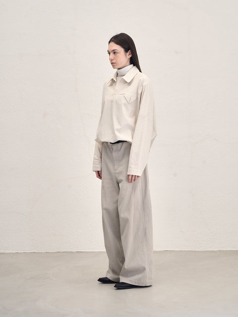 SAIRENSSEI GRAY SIDE-SEAM DOUBLE PLEATED TROUSERS