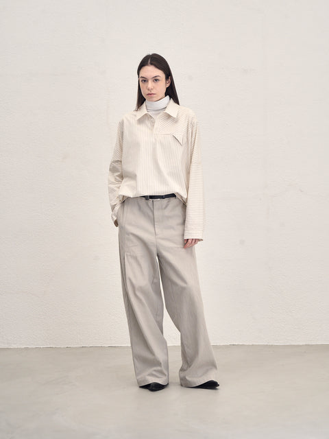 SAIRENSSEI GRAY SIDE-SEAM DOUBLE PLEATED TROUSERS