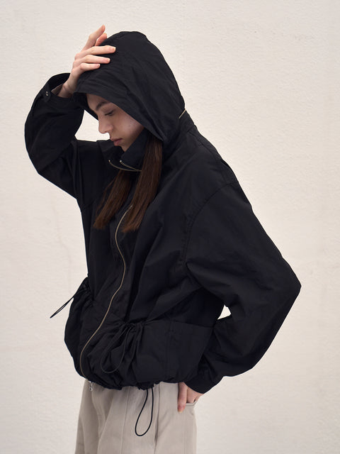 SAIRENSSEI STAND COLLAR HIDDEN HOOD JACKET