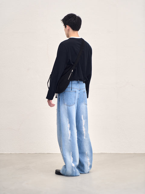 SAIRENSSEI DISTRESSED WASH DENIM