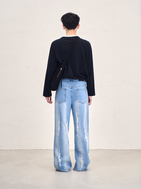 SAIRENSSEI DISTRESSED WASH DENIM